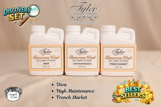 Tyler Candle Co. Glamorous Wash discovery set best sellers at Cowgirls & Lace