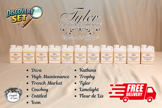 Tyler Candle Co. Glamorous Wash discovery set complete collection at Cowgirls & Lace