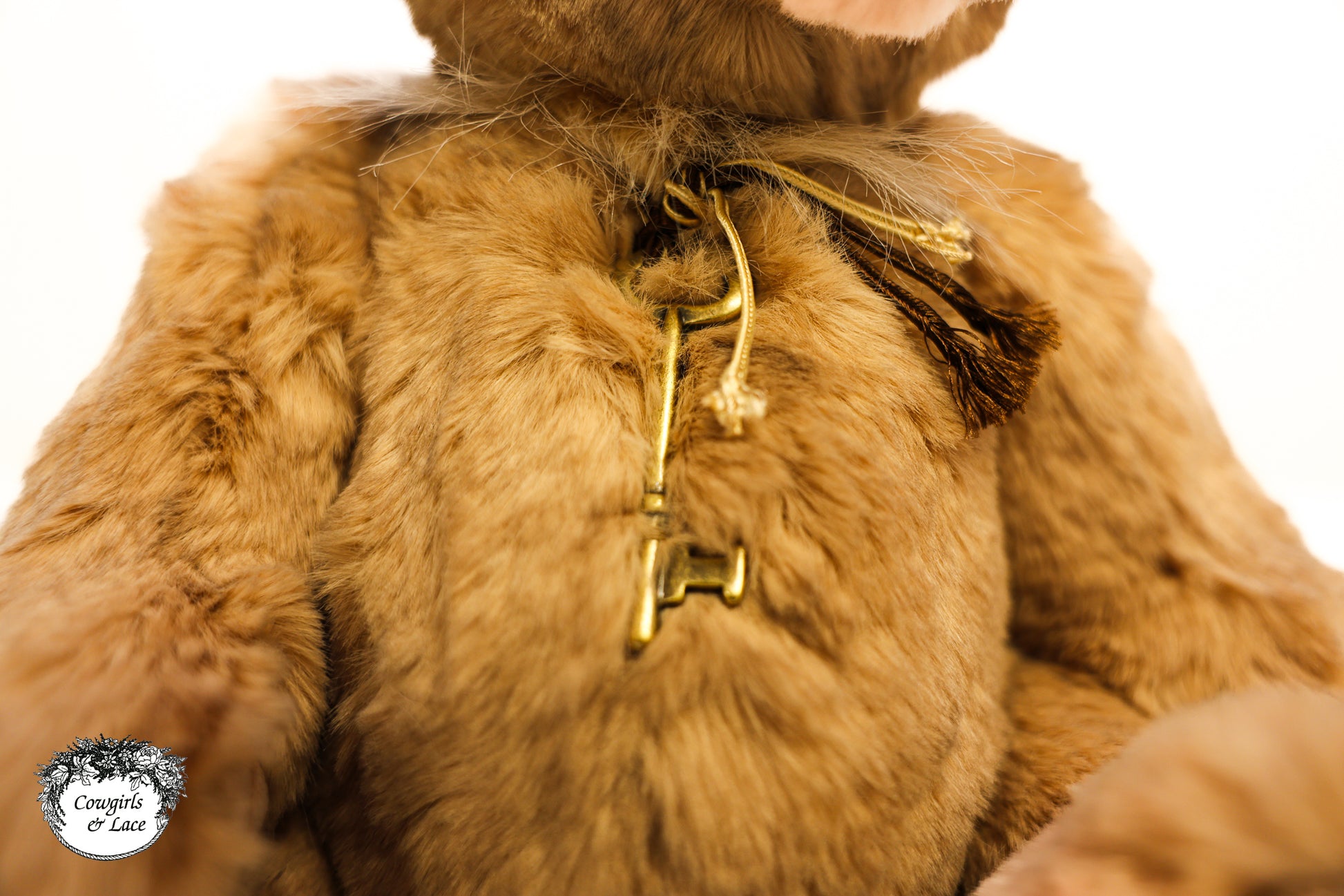 Charlie Bears Loveydovey teddy bear product tag close up
